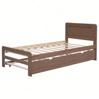 Walnut Twin Size Platform Bed Frame With Trundle For Space-Saving Sleep Solutions