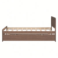 Walnut Twin Size Platform Bed Frame With Trundle For Space-Saving Sleep Solutions