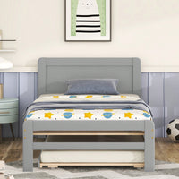 Walnut Twin Size Platform Bed Frame With Trundle For Space-Saving Sleep Solutions