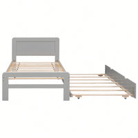 Walnut Twin Size Platform Bed Frame With Trundle For Space-Saving Sleep Solutions