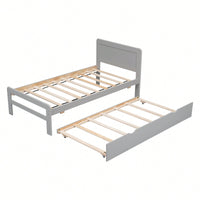 Walnut Twin Size Platform Bed Frame With Trundle For Space-Saving Sleep Solutions