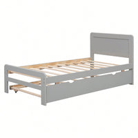 Walnut Twin Size Platform Bed Frame With Trundle For Space-Saving Sleep Solutions