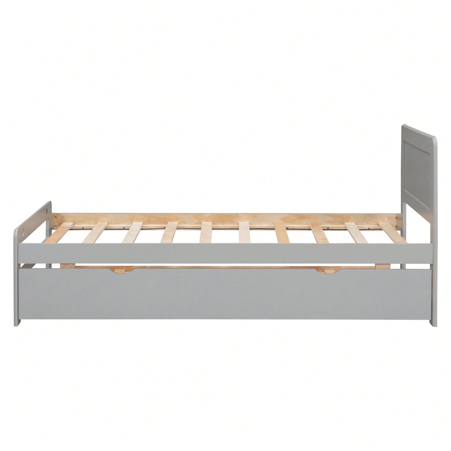 Walnut Twin Size Platform Bed Frame With Trundle For Space-Saving Sleep Solutions