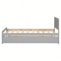 Walnut Twin Size Platform Bed Frame With Trundle For Space-Saving Sleep Solutions