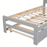 Walnut Twin Size Platform Bed Frame With Trundle For Space-Saving Sleep Solutions