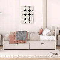 Modern Twin Size Grey Platform Bed Frame With 2 Storage Drawers