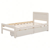 Modern Twin Size Grey Platform Bed Frame With 2 Storage Drawers