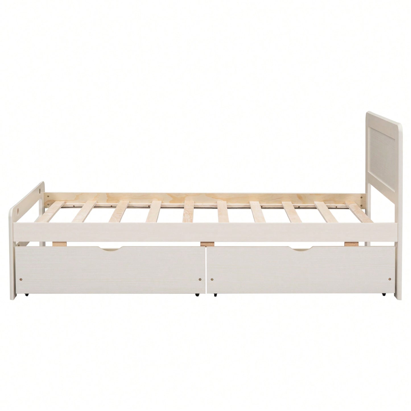 Modern Twin Size Grey Platform Bed Frame With 2 Storage Drawers