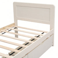 Modern Twin Size Grey Platform Bed Frame With 2 Storage Drawers