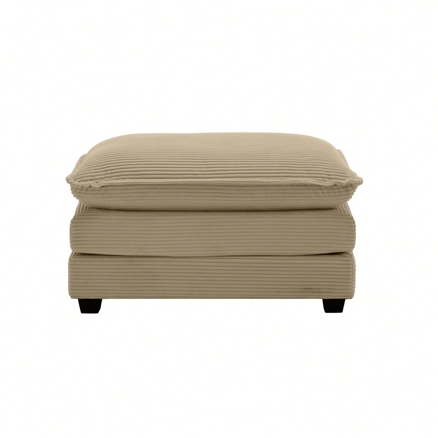 Versatile Ottoman Footstool In Tan Corduroy Fabric For 2 To 4 Seater Sofas