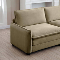 Versatile Ottoman Footstool In Tan Corduroy Fabric For 2 To 4 Seater Sofas