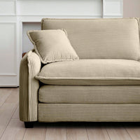 Versatile Ottoman Footstool In Tan Corduroy Fabric For 2 To 4 Seater Sofas