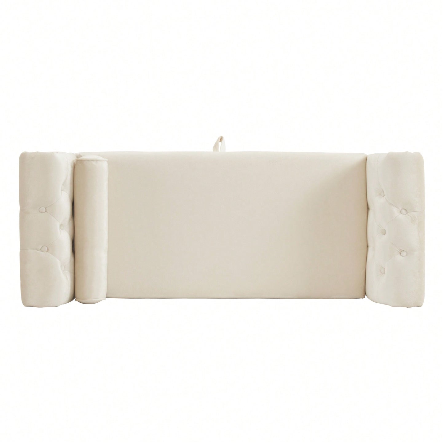 Beige Velvet Multifunctional Rectangular Storage Ottoman Bench With Pillow