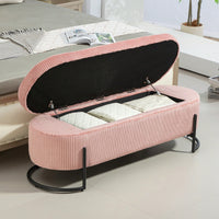 Upholstered Pink Storage Ottoman Bench For Bedroom And Living Room With Safety Hinge Padded Footstool Entryway Furniture