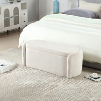 Upholstered Fabric Storage Ottoman With Safety Hinge For Bedroom And Living Room Stylish Entryway Bench In Beige