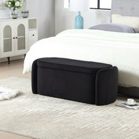 Upholstered Fabric Storage Ottoman With Safety Hinge For Bedroom And Living Room Stylish Entryway Bench In Beige