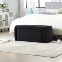 Upholstered Fabric Storage Ottoman With Safety Hinge For Bedroom And Living Room Stylish Entryway Bench In Beige