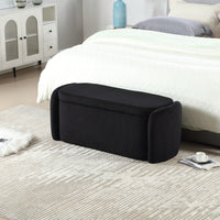 Upholstered Fabric Storage Ottoman With Safety Hinge For Bedroom And Living Room Stylish Entryway Bench In Beige