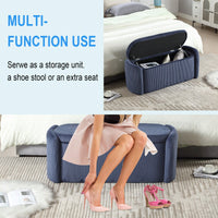 Upholstered Fabric Storage Ottoman With Safety Hinge For Bedroom And Living Room Stylish Entryway Bench In Beige