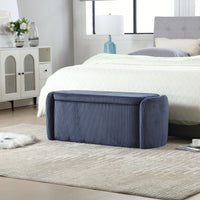 Upholstered Fabric Storage Ottoman With Safety Hinge For Bedroom And Living Room Stylish Entryway Bench In Beige