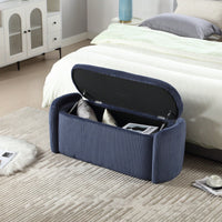 Upholstered Fabric Storage Ottoman With Safety Hinge For Bedroom And Living Room Stylish Entryway Bench In Beige