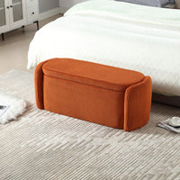 Upholstered Fabric Storage Ottoman With Safety Hinge For Bedroom And Living Room Stylish Entryway Bench In Beige