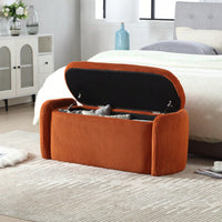 Upholstered Fabric Storage Ottoman With Safety Hinge For Bedroom And Living Room Stylish Entryway Bench In Beige