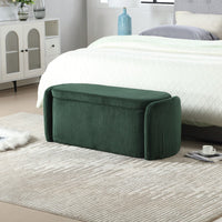 Upholstered Fabric Storage Ottoman With Safety Hinge For Bedroom And Living Room Stylish Entryway Bench In Beige