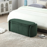 Upholstered Fabric Storage Ottoman With Safety Hinge For Bedroom And Living Room Stylish Entryway Bench In Beige