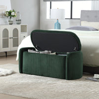 Upholstered Fabric Storage Ottoman With Safety Hinge For Bedroom And Living Room Stylish Entryway Bench In Beige