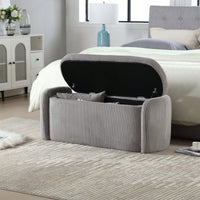 Upholstered Fabric Storage Ottoman With Safety Hinge For Bedroom And Living Room Stylish Entryway Bench In Beige