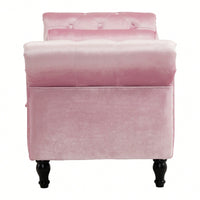 Pink Velvet Multifunctional Storage Ottoman Bench With Pillow For Living Room And Bedroom