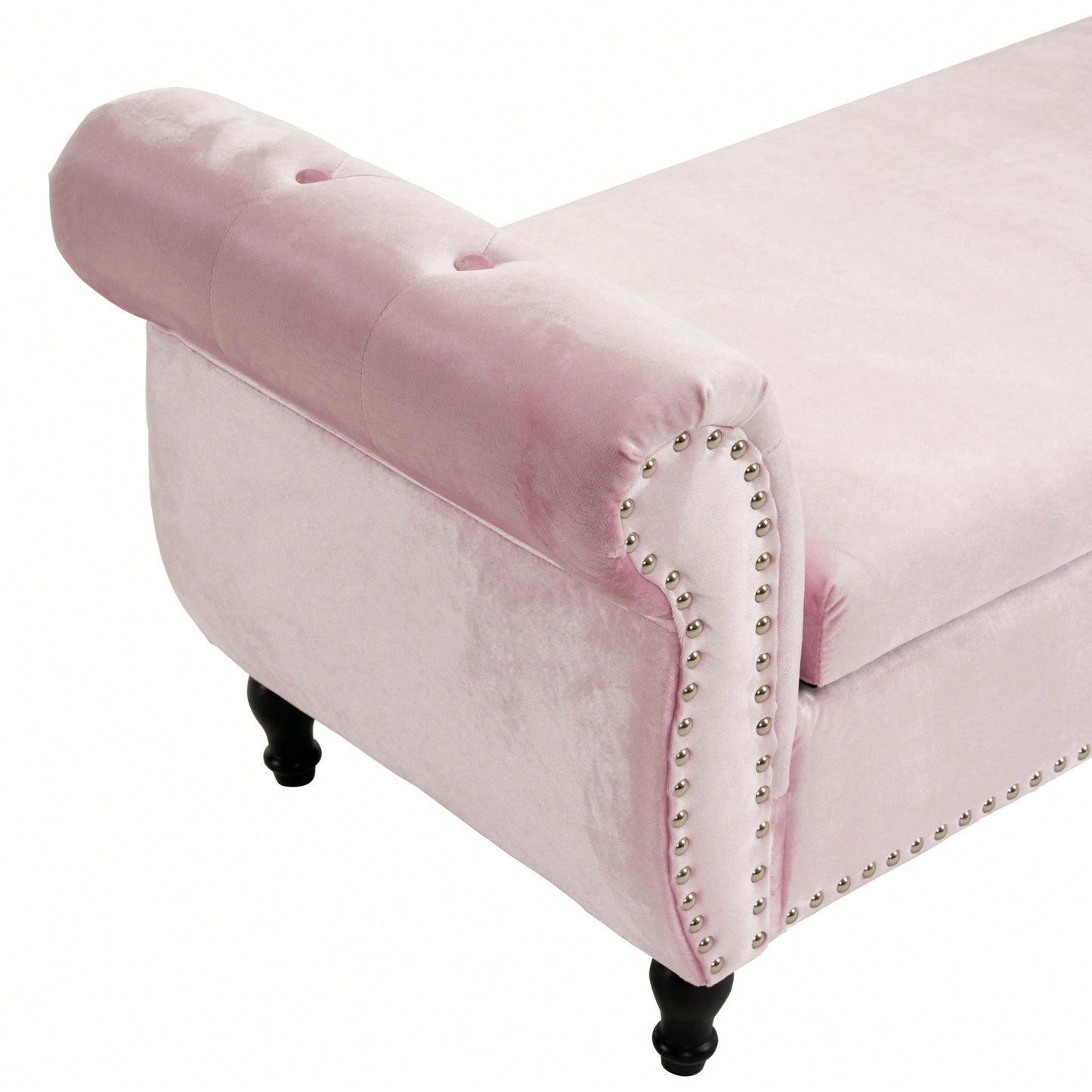 Pink Velvet Multifunctional Storage Ottoman Bench With Pillow For Living Room And Bedroom