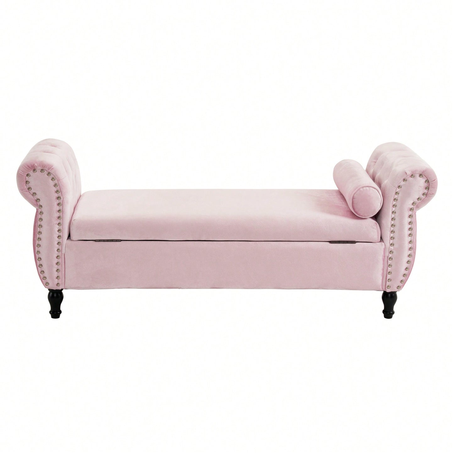 Pink Velvet Multifunctional Storage Ottoman Bench With Pillow For Living Room And Bedroom