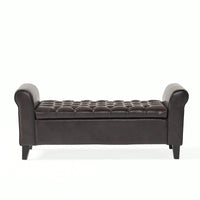 Stylish And Functional Armed Storage Bench With Cushion For Entryway Or Living Room