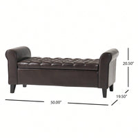 Stylish And Functional Armed Storage Bench With Cushion For Entryway Or Living Room