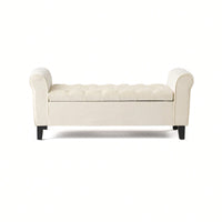 Stylish And Functional Armed Storage Bench With Cushion For Entryway Or Living Room