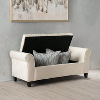 Stylish And Functional Armed Storage Bench With Cushion For Entryway Or Living Room