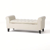 Stylish And Functional Armed Storage Bench With Cushion For Entryway Or Living Room