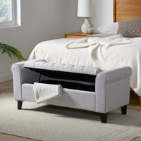 Stylish And Functional Armed Storage Bench With Cushion For Entryway Or Living Room