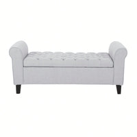Stylish And Functional Armed Storage Bench With Cushion For Entryway Or Living Room