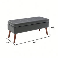 Dark Grey Leather Storage Bench For Bedroom End Of Bed Entryway Ottomans 43.3 Inch