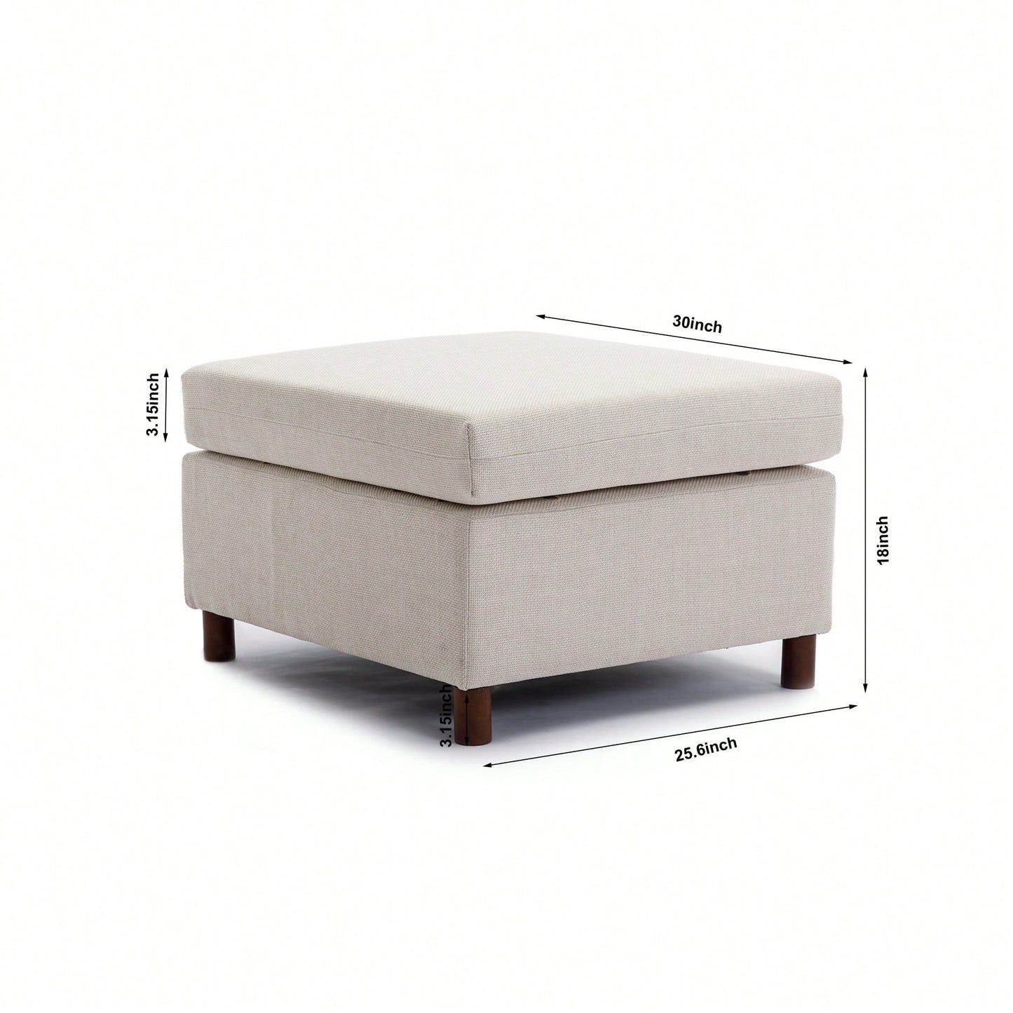 Versatile Grey Movable Ottoman For Modular Sectional Sofa Non-Washable Cushion Covers