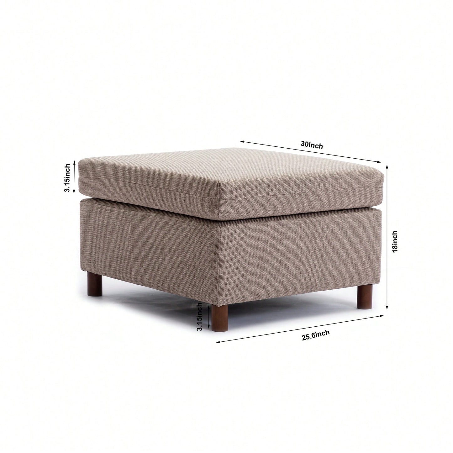 Versatile Grey Movable Ottoman For Modular Sectional Sofa Non-Washable Cushion Covers