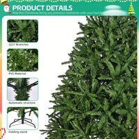 7ft Unlit Hinged Spruce Christmas Tree With 2231 Branch Tips And Metal Stand For Easy Assembly Holiday Decor For Home Office Party