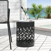 Large Outdoor Metal End Table For Patio And Garden Use