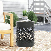 Large Outdoor Metal End Table For Patio And Garden Use