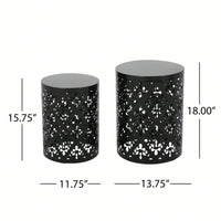 Set Of 2, Industrial Style Metal Side Table With Storage Shelf For Living Room Or Bedroom