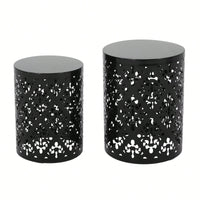 Set Of 2, Industrial Style Metal Side Table With Storage Shelf For Living Room Or Bedroom