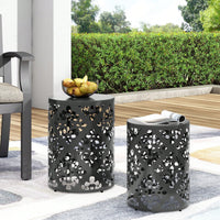 Set Of 2, Industrial Style Metal Side Table With Storage Shelf For Living Room Or Bedroom